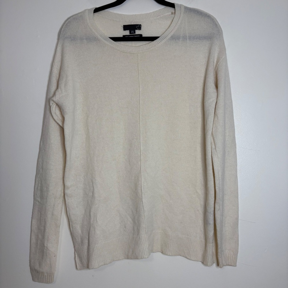 Sears Canada Cashmere Cream 100% Cashmere Crew Neck Long Sleeve Sweater M 8 10